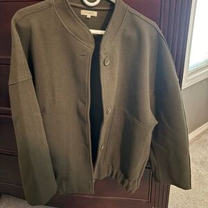Max Studio Dark Green and Brown Bomber Jacket